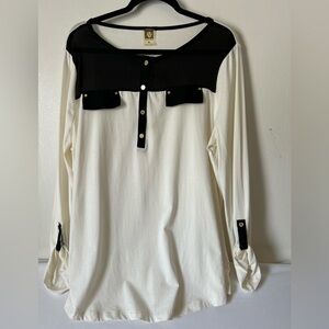 Anne Klein brand new no tags, size XL, beautiful black and ivory dress top